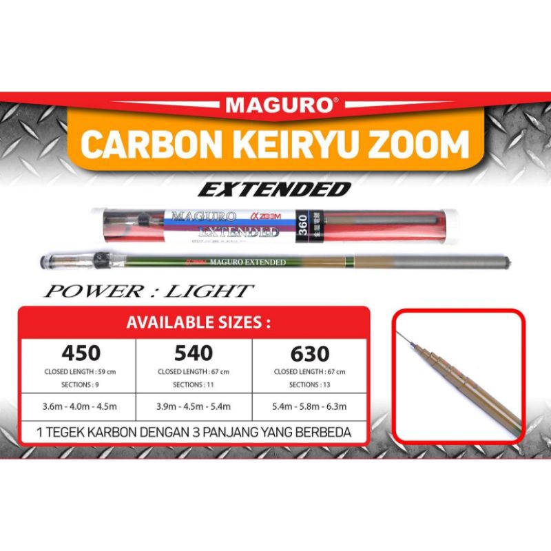 Joran Tegek / Pole Maguro Carbon Keiryu Zoom Extended Pilih Ukuran