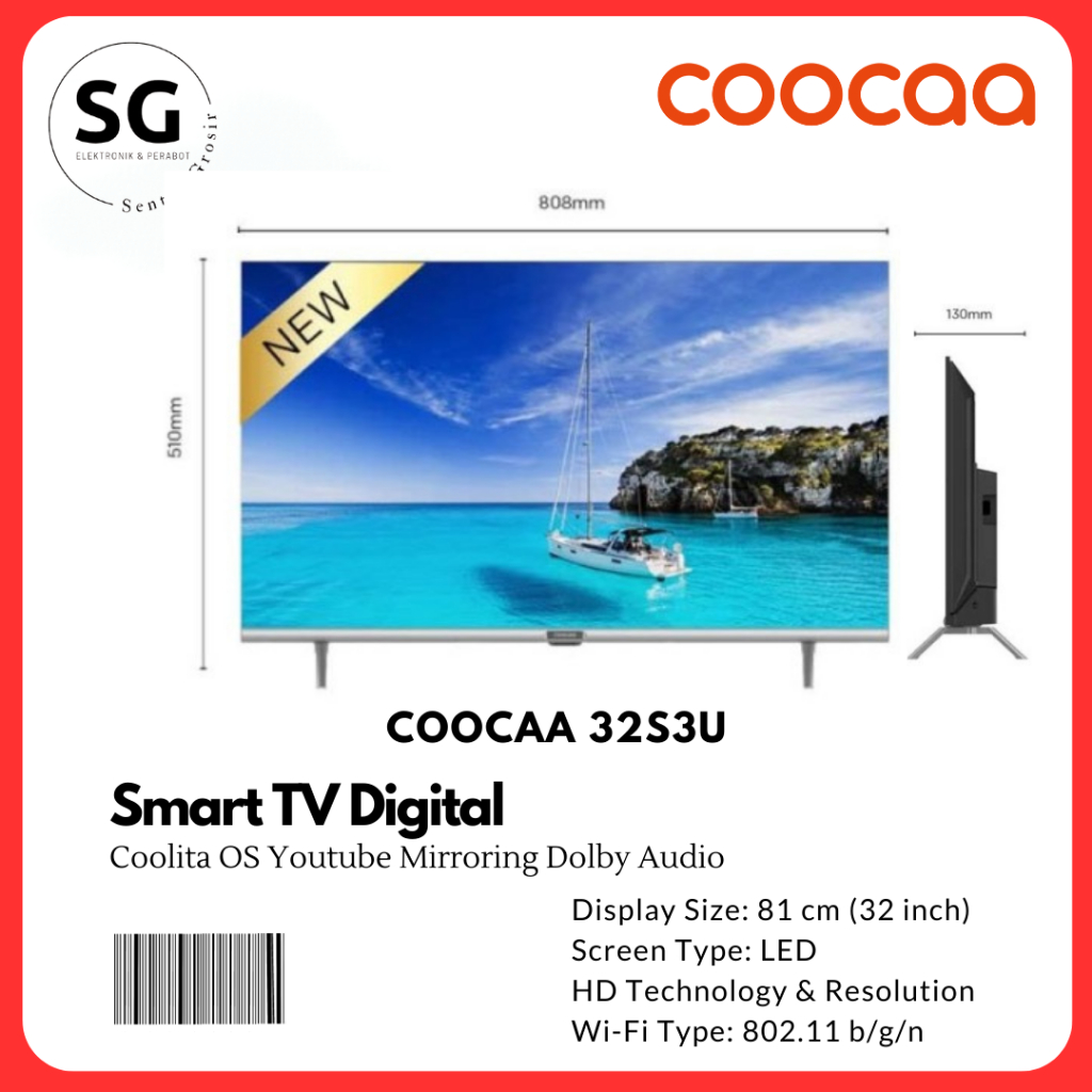 Coocaa Smart LED TV 32 Inch 32S3U 32 inch Digital Smart LED TV