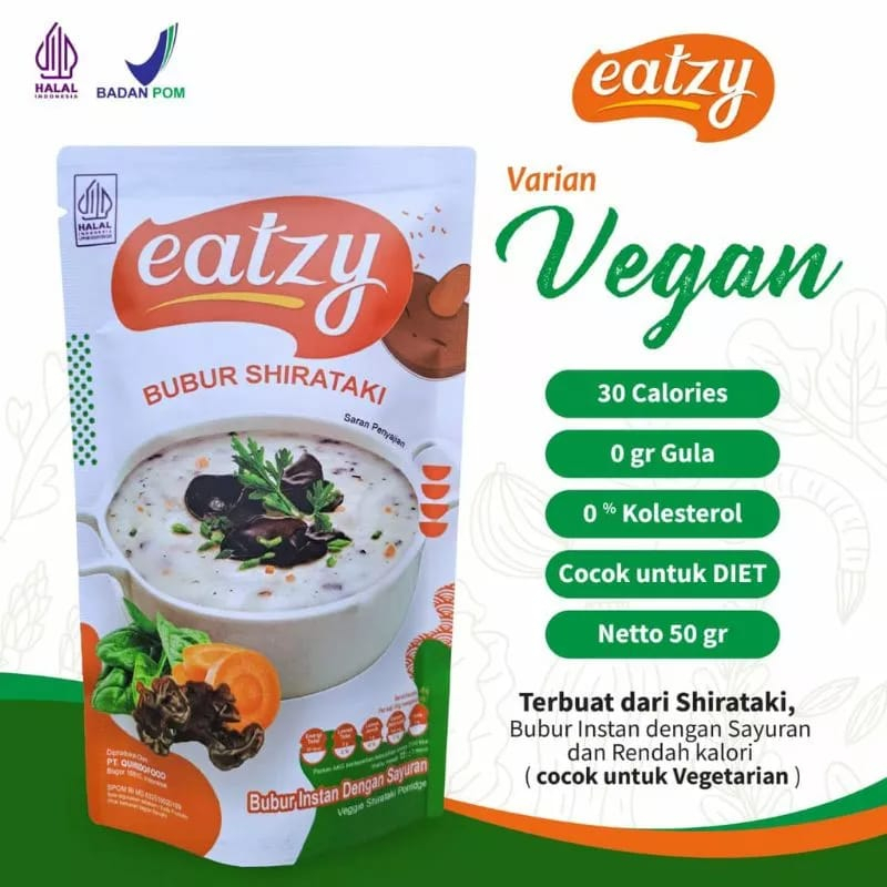 EATZY BUBUR SHIRATAKI RENDAH KALORI AYAM JAMUR KEJU 50GR | MAKANAN DIET SEHAT