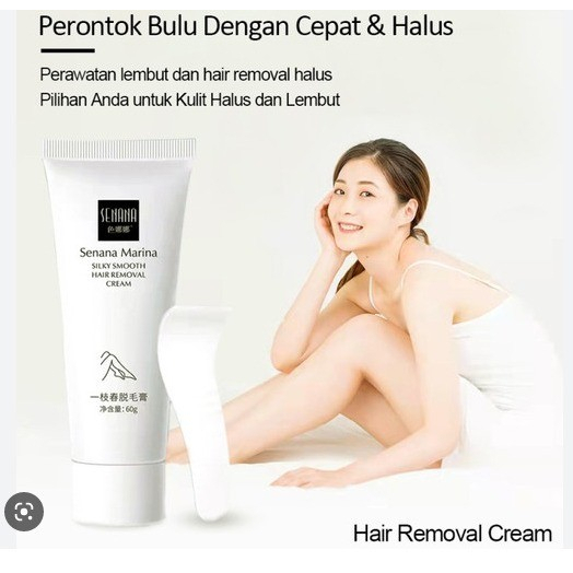 (UMU SUPPLIER) CREAM PERONTOK BULU KAKI TANGAN KETIAK SENANA HAIR REMOVAL FREE SPATULA