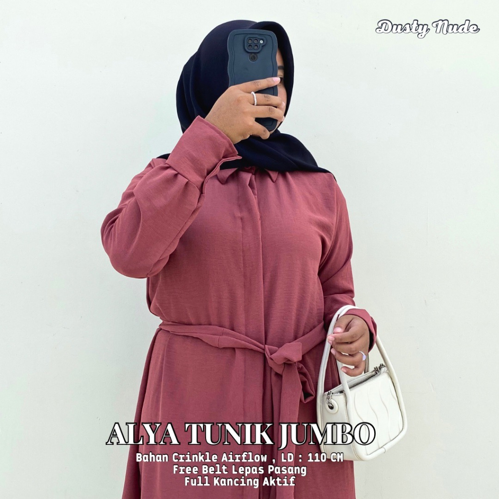 ATASAN TUNIK JUMBO WANITA DEWASA || TUNIK POLOS WANITA BUSUI BAHAN CRINKLE || ALYA TUNIK CASUAL JUMB