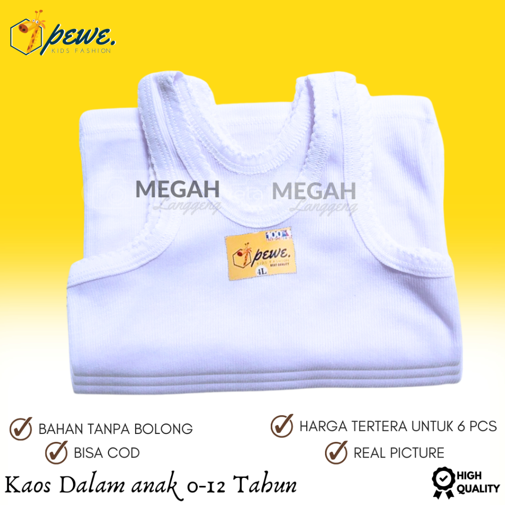 6 Pcs Singlet Anak Warna Putih Usia 0-12 Tahun Tanpa Bolong Bolong Kaos Dalam Kutang Anak Laki Dan Perempuan TREN - 6 Pcs Singlet Anak 0-13 Tahun Kaos Dalam Kutang Bocah Anak Laki Dan Perempuan Tanpa Bolong Bolong
