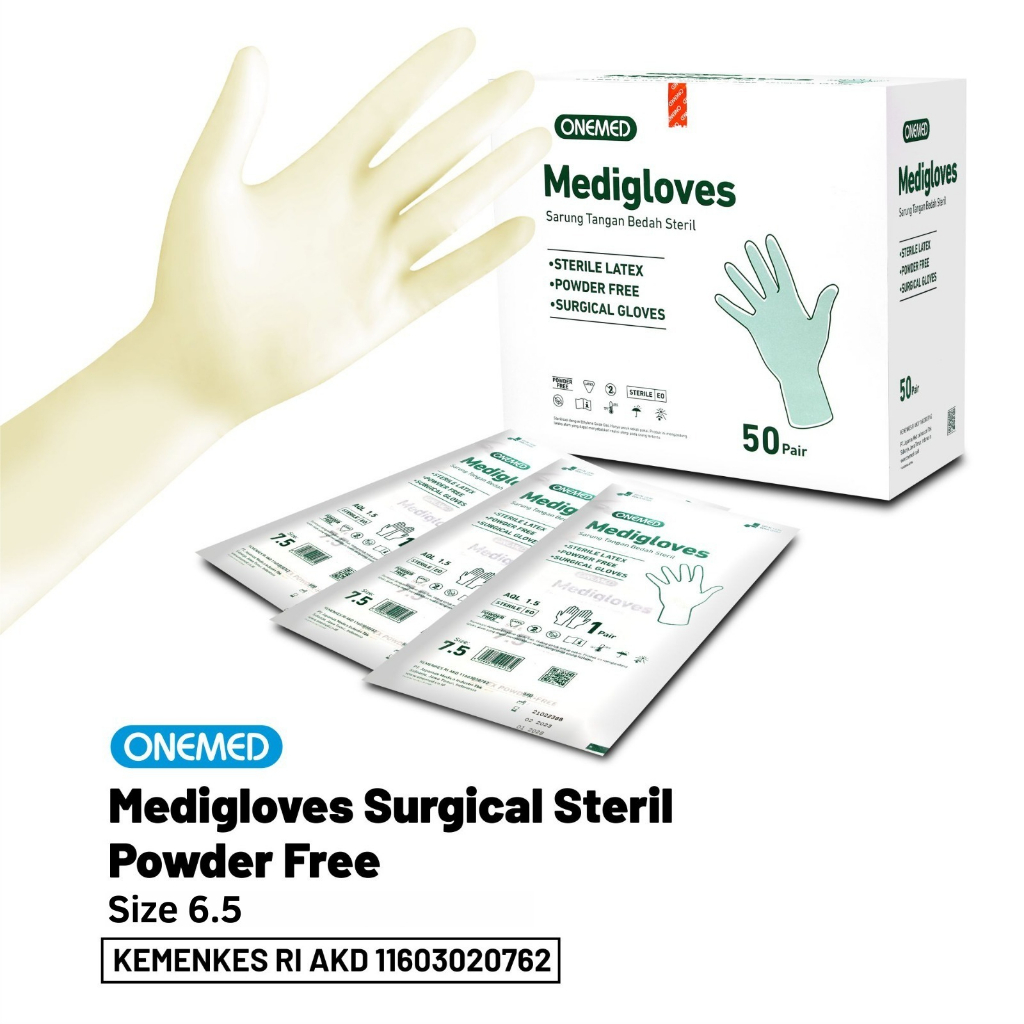 Medigloves Surgical Steril Powder Free PF Box Isi 50 Pasang OJ