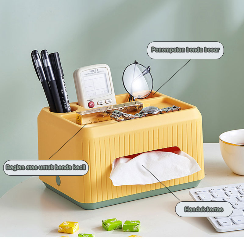 Kotak Tisu Serbaguna Tempat Tisu Desktop Tissue Box Organizer Kotak Penyimpanan Tisu Multifungsi