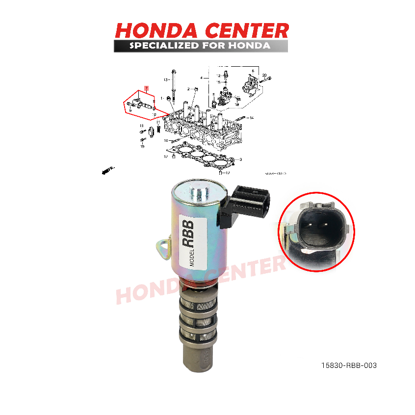 valve assy., vtc oil control sensor vtc crv 2007 2008 2009 2010 2011 2012 2013 2014 2015 2016 2017 2400cc civic fd2 2006 2007 2008 2009 2010 2011 2000cc accord cp2 2008 2009 2010 2011 2012 15830-RBB-003