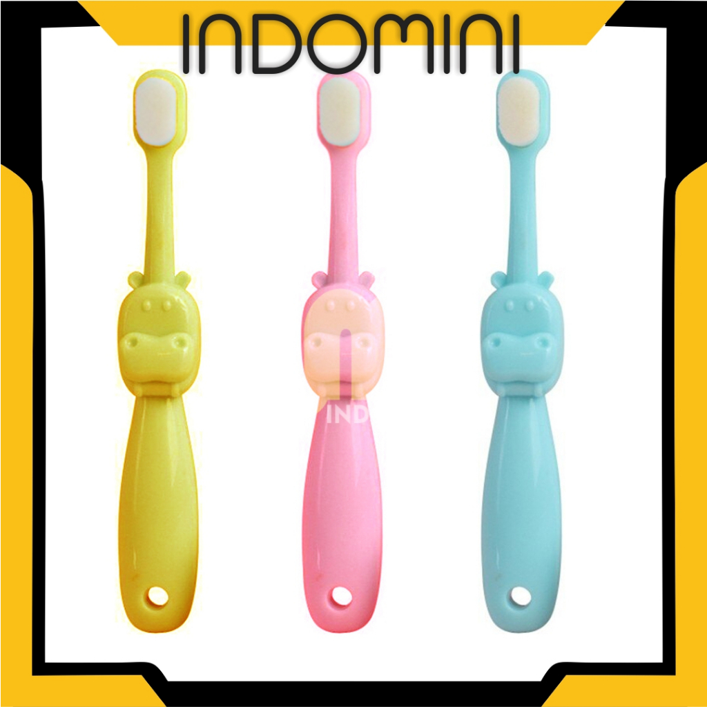 INDOMINI Upload Sikat Gigi Bayi / Anak Bulu Halus Lembut Training Tooth Brush Karakter Hippopotamus R848