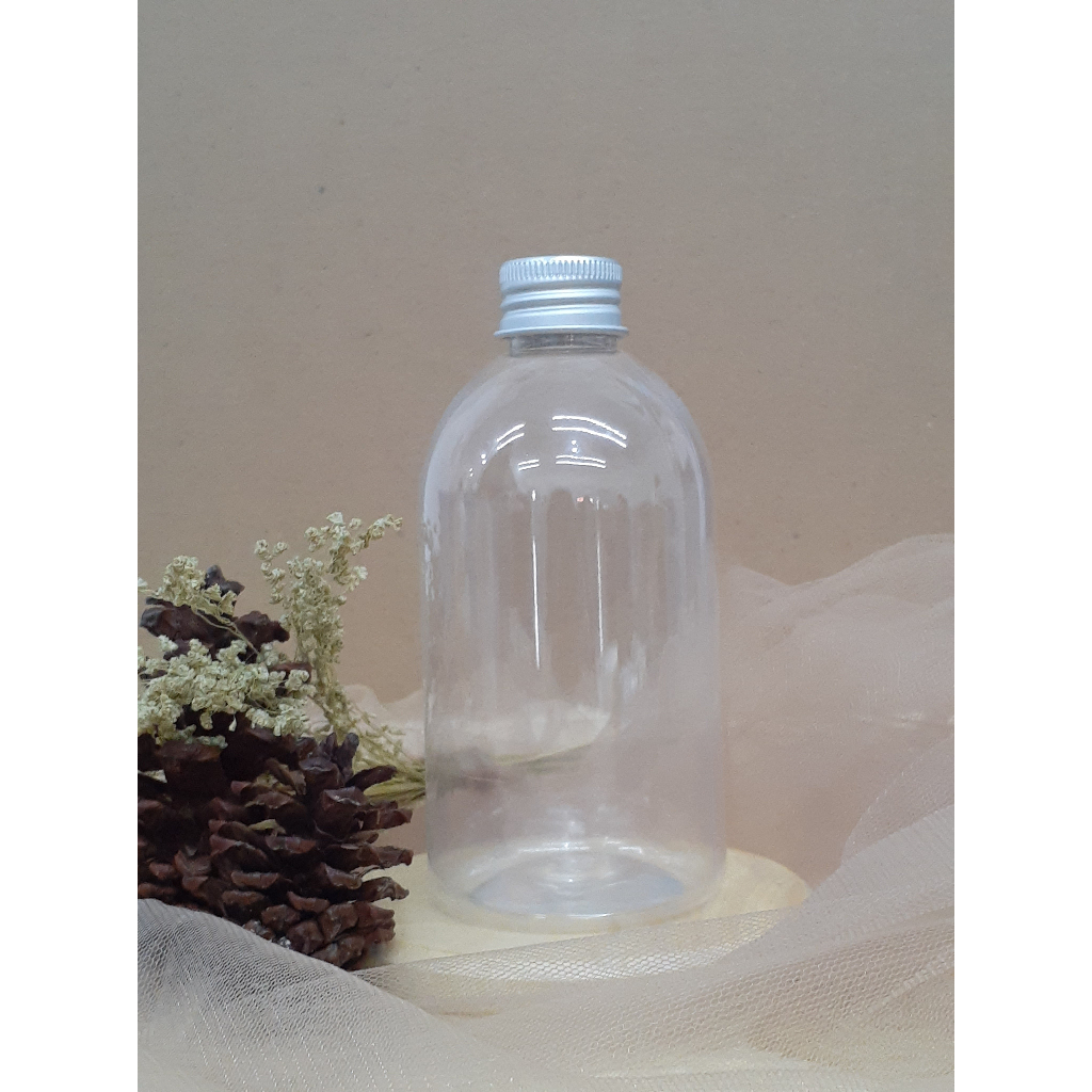 Botol plastik 250ml Oval bening tutup ulir