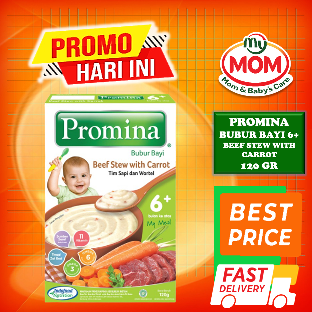 [BPOM] Promina Bubur Bayi 6+ 120gr / Bubur Tim Bayi / MPASI Bayi / Makanan Bayi / Snack Bayi / Cemilan Bayi / MYMOM