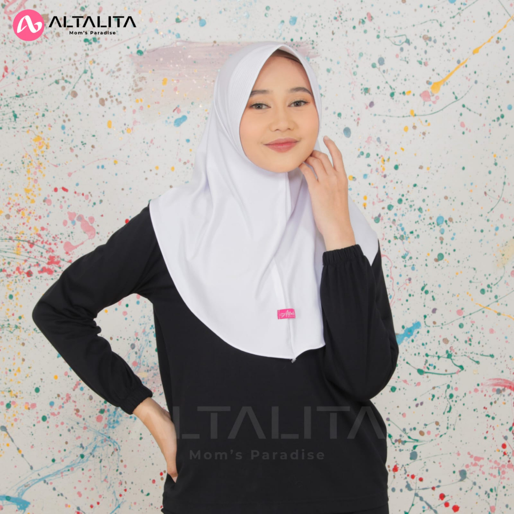 Altalita - Jilbab Bergo Qiara Penguin Size S Hijab Sport Instan Menutup Dada Terbaru Kerudung Jersey Instan Premium Cocok Untuk Sekolah Olahraga Volly Futsal Senam dan Sehari-Hari