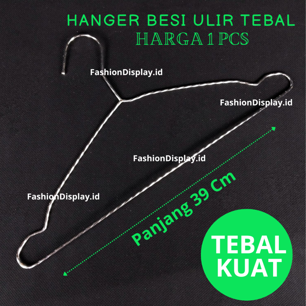 Hanger Besi Unik Model Ulir Tebal / Gantungan Baju Dewasa Besi Ulir Croom / Display Baju Dewasa(BH)