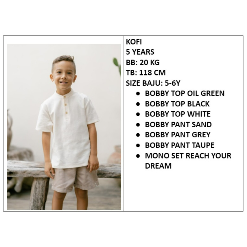 Bohopanna 1-14 Tahun Polo Lacoste Bobby Top White  Kemeja Pendek Kasual Putih Anak CBKS