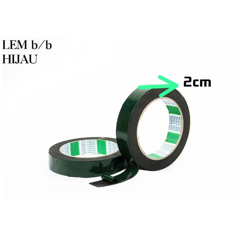 

Double Tape Hijau 20mm x 5 Meter 2cm x 5M 20mm x 5Meter Perekat 2 Sisi