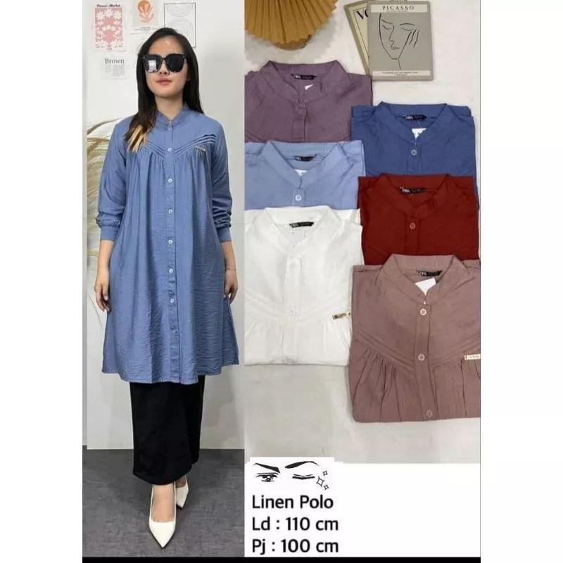 LONG DRES TUNIK POLO LINEN LD 120