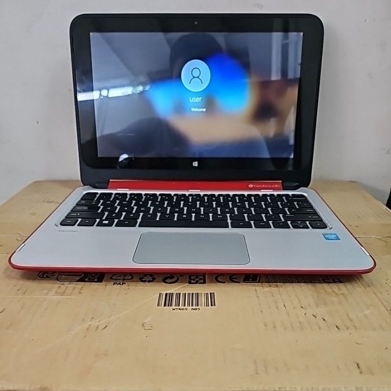 LAPTOP HP PAVILION 11 X360 PC LAYAR SENTUH CELERON N2840 RAM 4GB HDD 500GB WIFI 11 INCH PUTIH SAMPING DIKIT