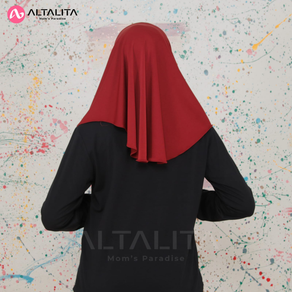 Altalita - Hijab Instan Bergo Sport Jersey Premium Kerudung Qiara Olahraga Instan Ukuran S Jilbab Sekolah Penguin Instan Menutup Dada pet Tebal