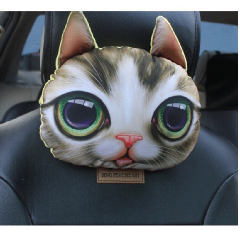 Bantal Kepala Jok Mobil Anjing Doggy Husky Corgie Kucing Kitty Lucu