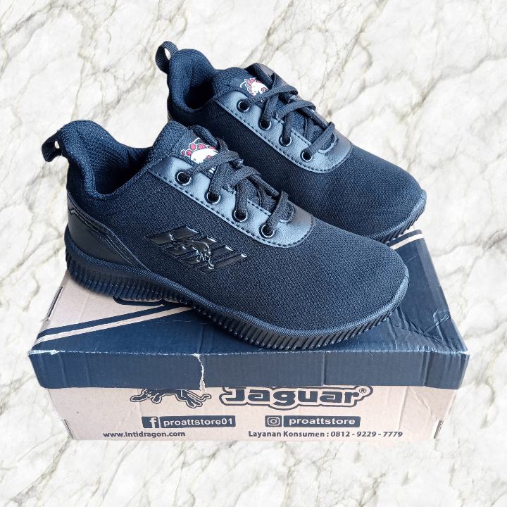 Sepatu sekolah JAGUAR JAC 302 TK SD anak laki-laki perempuan hitam polos