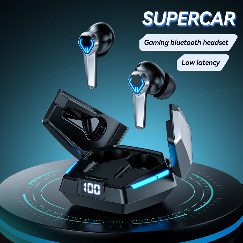 Original VOULAO GM1 TWS Headset Gaming Bluetooth 5.2 Waterproof Olahraga Earphone with Mic Stereo Ea