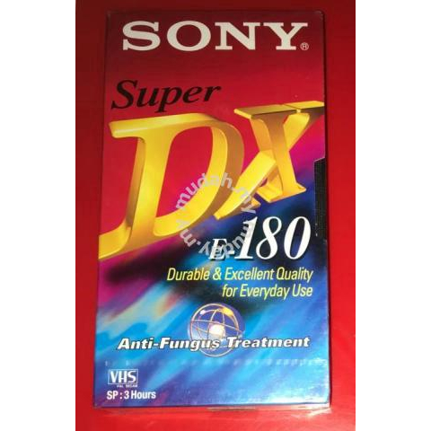 Kaset Video VHS Sony Super DX E-180 Video Blank Tape Cassete E-180DXF1