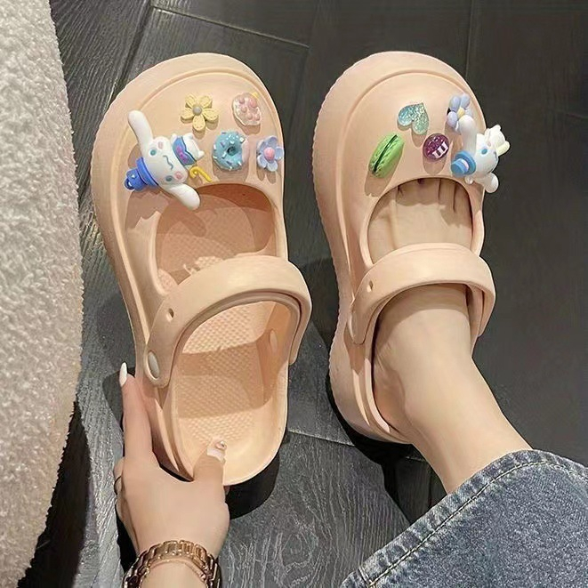 Lazy Bear Sepatu Sendal Mary Jane Jelly H43 Sandal Jalan Wanita Jibbitz/Sendal Korea Import Anti Slip