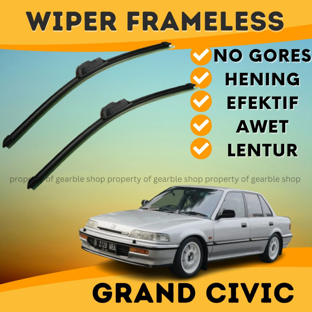 Wiper Kaca Depan Grand Civic Wifer Mobil Grand Civic Model Pisang Bahan Karet Sepasang 1 Set 2 Pcs