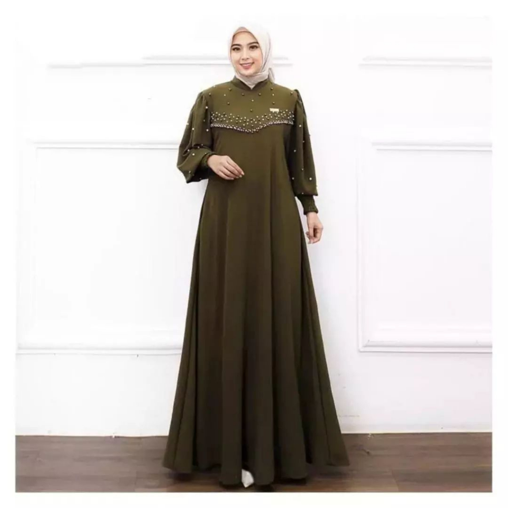 Baju Gamis Wanita Kekinian 2023 Gamis Muslim Wanita Terbagus Bahan Crinkle Airflow Premium  Aplikasi Mutiara Fasshion Muslim Vioni Dress Gamis Kekinian Baju Dress Perempuan Dewasa Baju Pesta