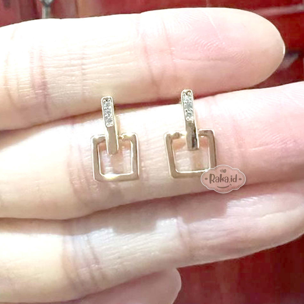 Anting Korean Style Anting Anti Karat Anting Tusuk Motif Mata Baris Square Juntai 1302