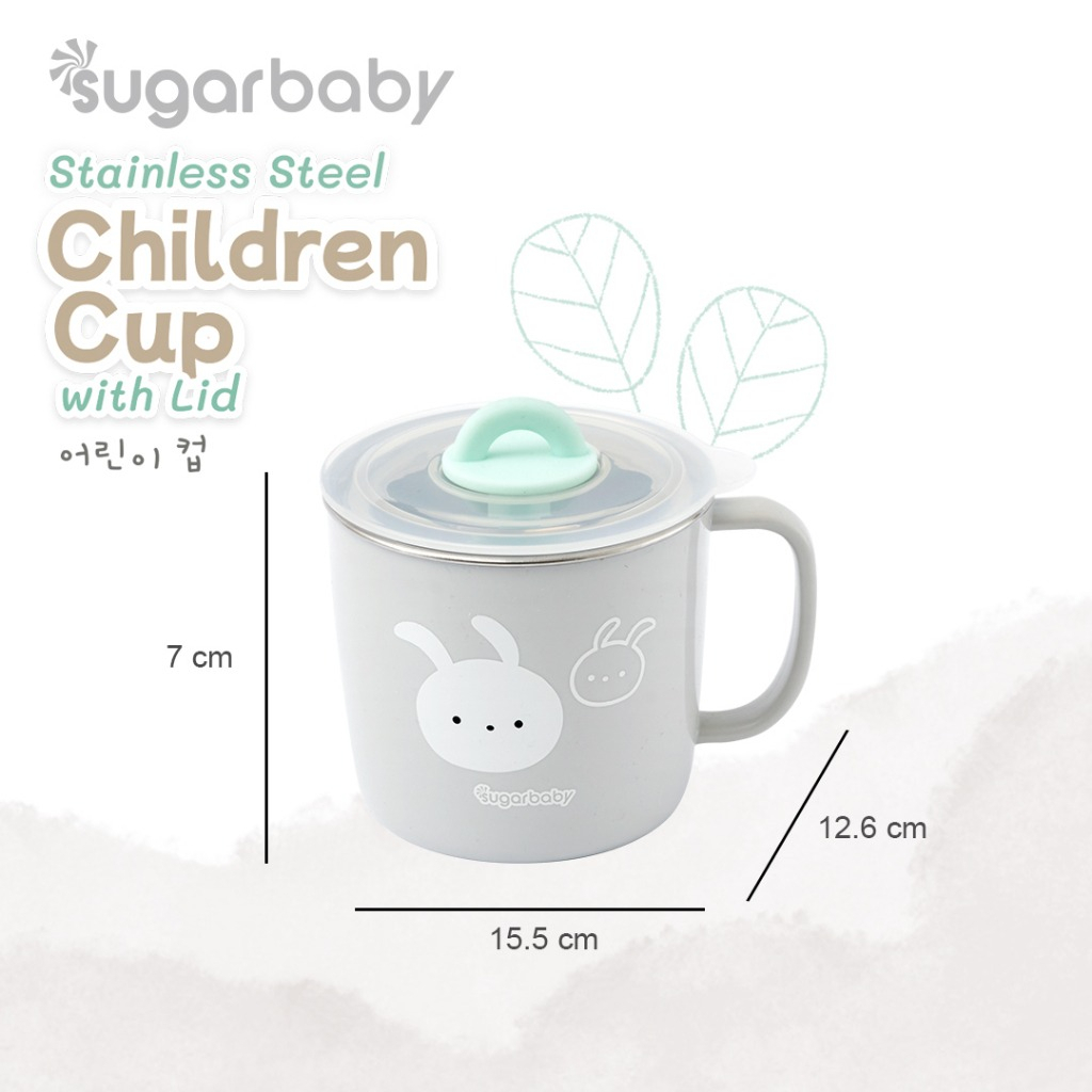 Sugar Baby Stainless Steel Cup with Lid/ Sugarbaby Gelas Minum stainless steel Anak/Gelas Minum Anak Gelas Stain Anti Panas Anak Lucu Cup stainless Anak Bekal Lucu