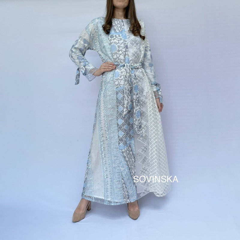 Gamis Batik G 65 Brokat, Dress Panjang, Batik Modern, Kondangan