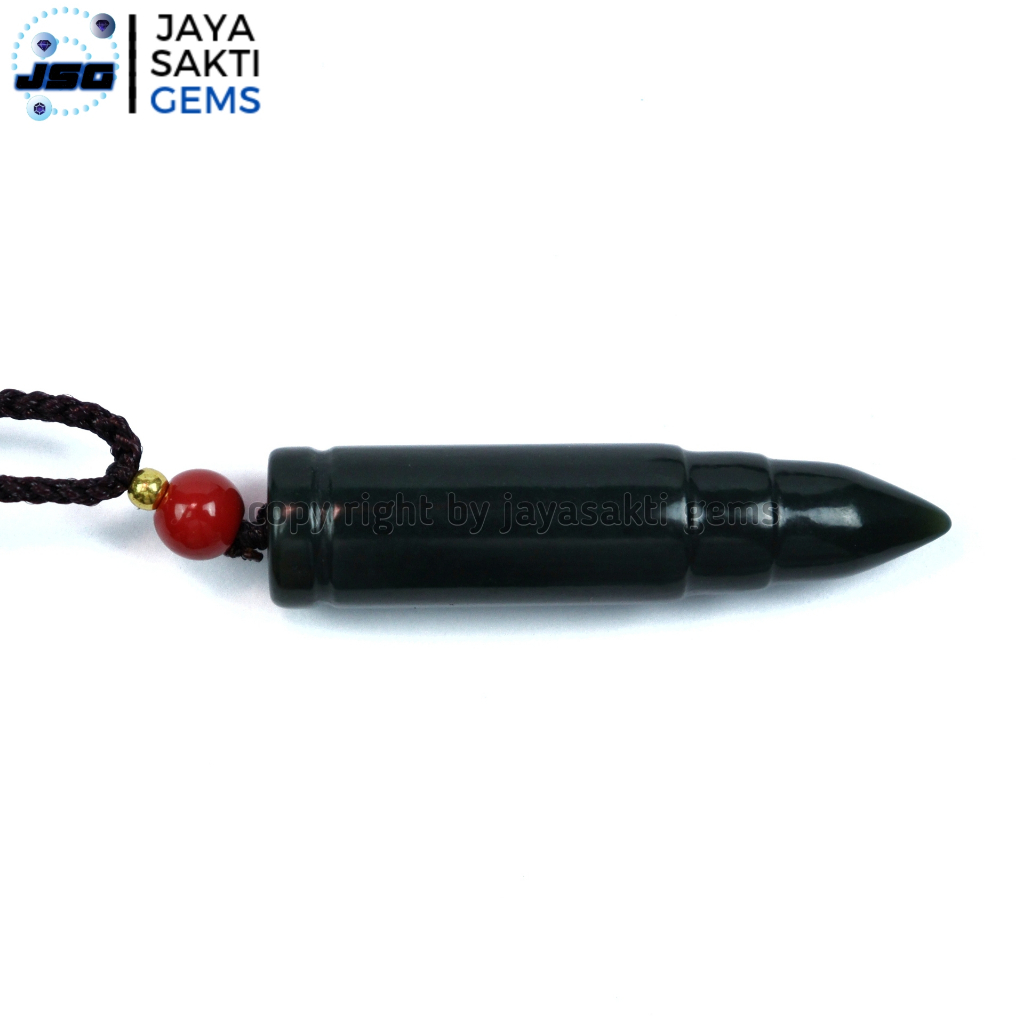 Liontin Kalung Natural Giok Black Jade Premium Tembus Hijau