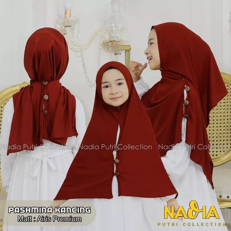Pashmina Instan Anak - Pashmina Kancing Anak - Hijab Pashmina Instan Anak Perempuan
