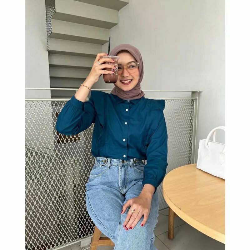 ZIA BLOUSE - KEMEJA ATASAN WANITA - ATASAN WANITA  REMPEL DEPAN BELAKANG - VARIASI KANCING