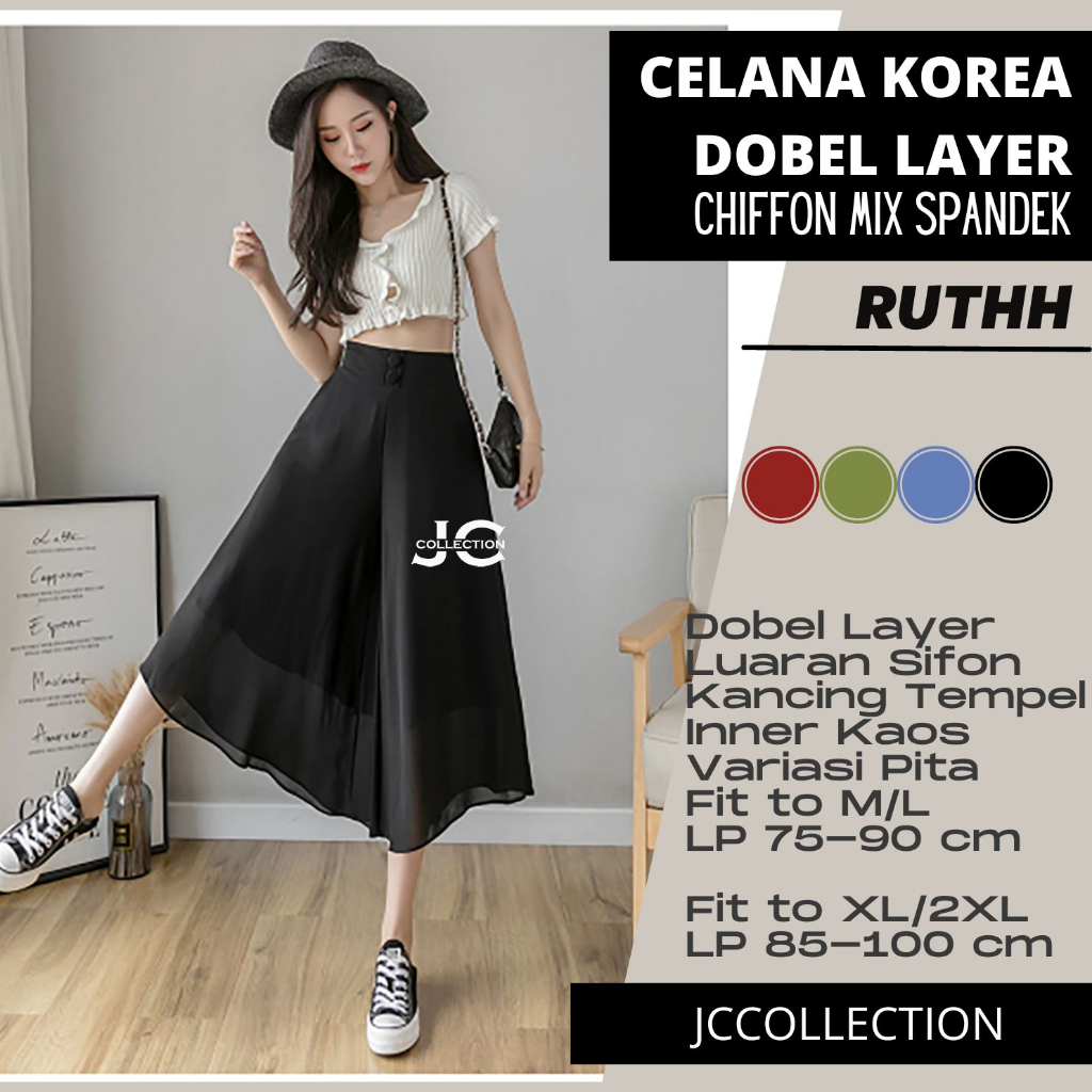 Celana Wanita Korea Style Sifon / Cullote Pants Stice Pants Ruthh JCCollections