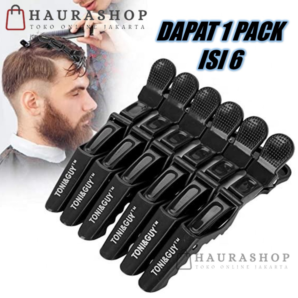 Jepit Jepitan Rambut Buaya Salon Barbershop Hair Alligator Clip Isi 6 Toni &amp; Guy Hitam