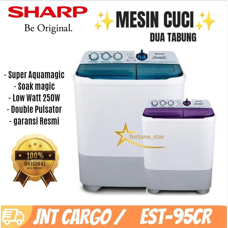 Mesin Cuci 2 Tabung Sharp Es-T95cr Aquamagic Bogor/Depok