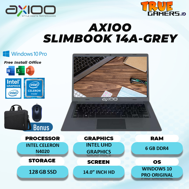 Laptop Axioo Slimbook 13 S1 N4020 6GB 128ssd WIN10 PRO 13.3WQXGA 2.5K