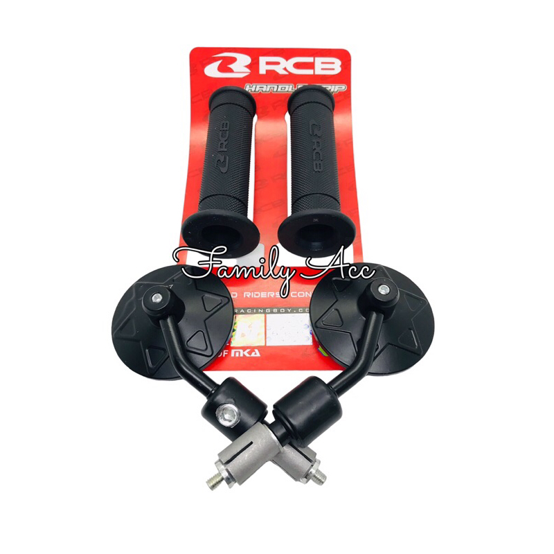 Paket Handgrip Handfat Handle Grip Rcb Original Malaysia HG55 Dan HG66 Black Plus Spion Jalu Bulat Flexibel Motor Universal Nmax New Aerox Pcx 150/160 Vario 110/125/150/160 Genio Scoopy Freego Beat Spacy Beat Esp DLL