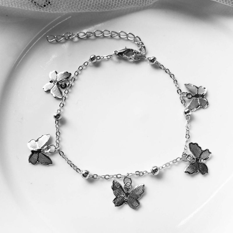 Gelang Wanita Rantai Bandul Kupu Cantik Import Butterfly Charm