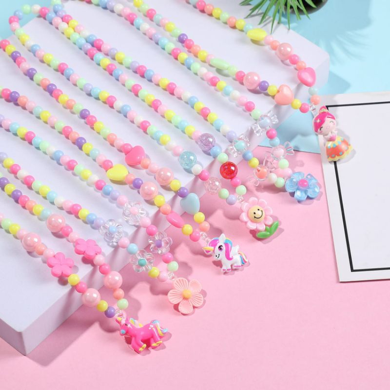 PROMO 6.6 Kalung Manik Anak Warna Warni Lucu Bandul Karakter Cantik
