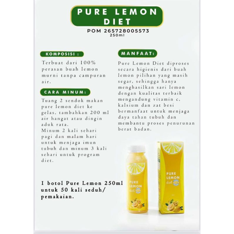 

PURE LEMON DIET by Herbalov minuman diet/superdrink 250ml