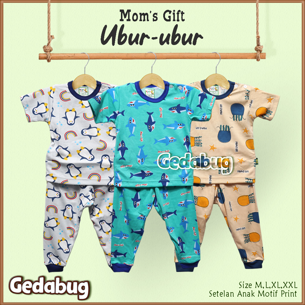 3 Setel - Setelan Anak CPR Mom's Gift Ubur-ubur | Setelan Kaos anak Kancing Depan Moms Gift | Gedabug