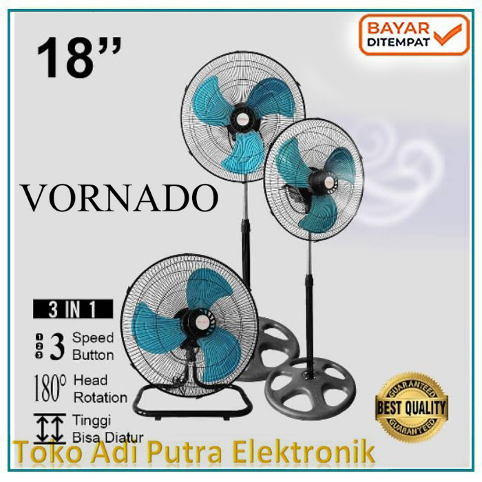 Kipas Angin Besi 3in1 Vornado 18&quot; Stand Fan - Deks Fan - Wall Fan Kipas Angin Besi Garansi Angin Sejuk