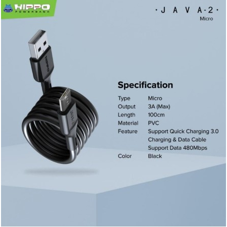 HIPPO KABEL DATA JAVA 2 100CM 3A USB MICRO