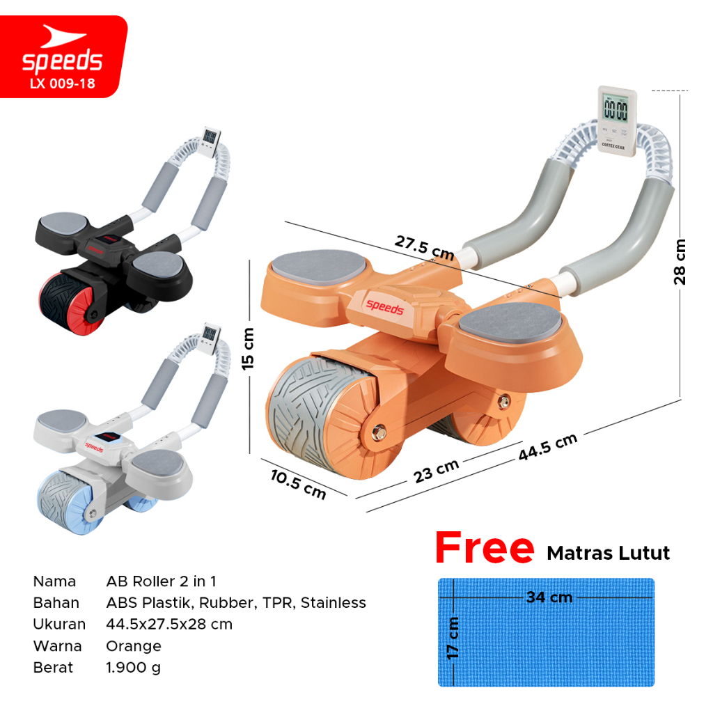 SPEEDS Ab Wheel / Ab Roller / Abdominal Roller Single Wheel / Alat Push Up Stand Bar Alat Gym / Alat Sit Up 009-18