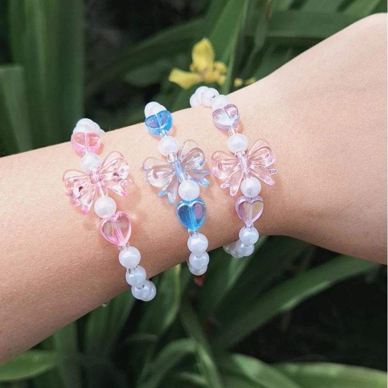 Gelang Mutiara Manik Akrilik Pita Beads Bracelet