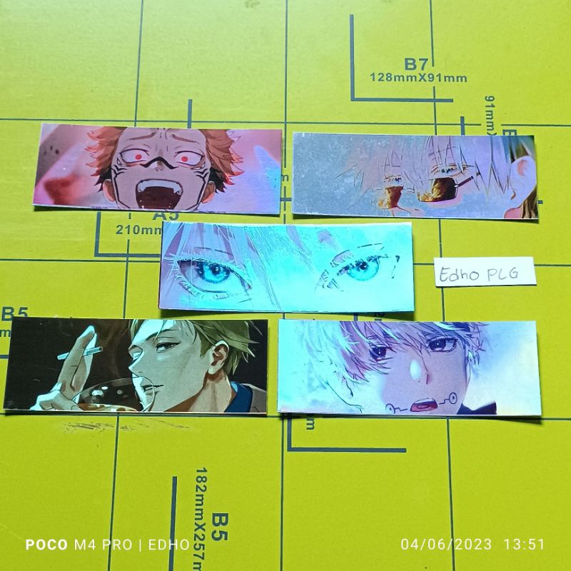 

stiker hologram anime jujutsu kaisen / stiker hologram gojo, yuji, nobara, itadori, nanami