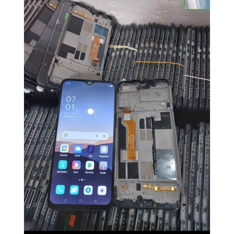 Lcd fullset freme Oppo F9 dan Realme 2pro minus biru sudah tes
