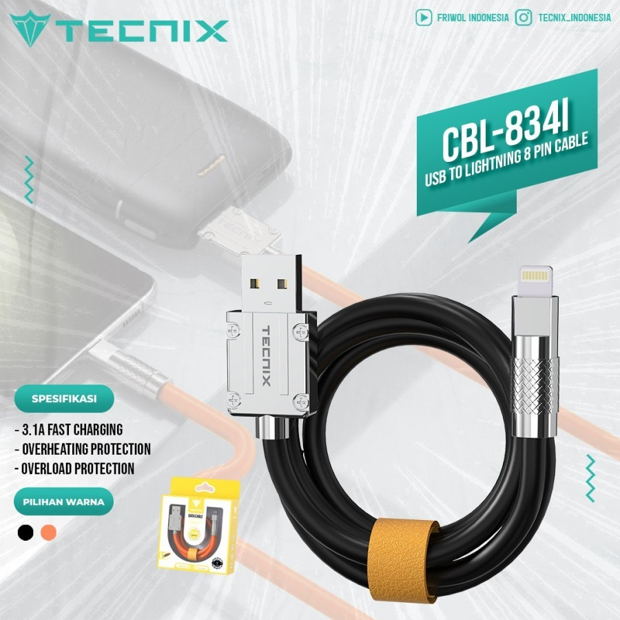 Kabel Data Lightning TECNIX CBL-834-L Kabel Lightning fast charge 3.1A