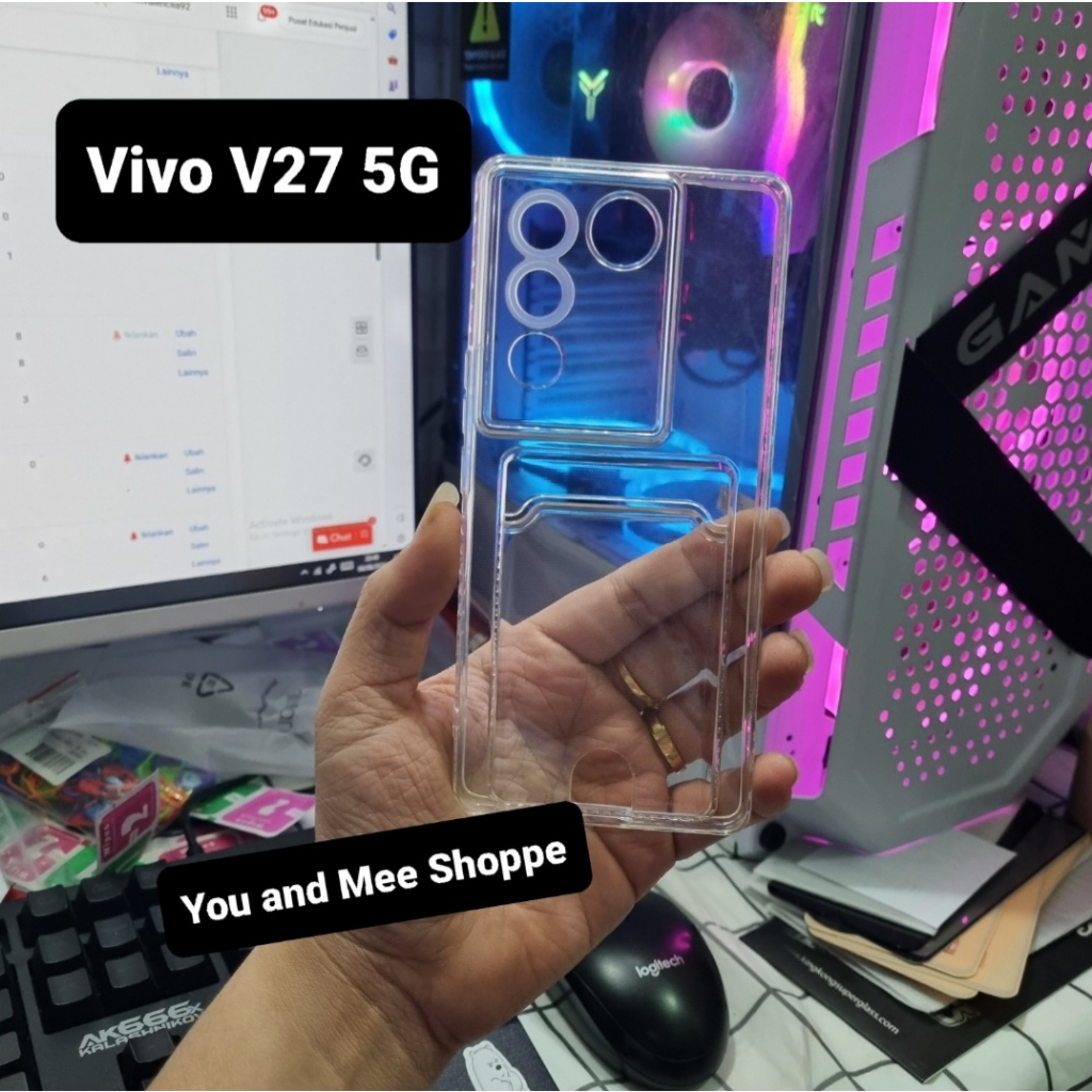 2023!! Soft Case Bening + SLOT Kartu Vivo V27 V27e Vivo Casing Slot Tempat Kartu CARD Softcase CLEAR Airbag Four Air bag Silicone Kondom Karet TPU Plastik Plastic warna Transparent 5G S Slotcard ATM SIM Acces 12 C ORI V 27 2 7 V2 7 V27 E 4G 5G ORIGINAL