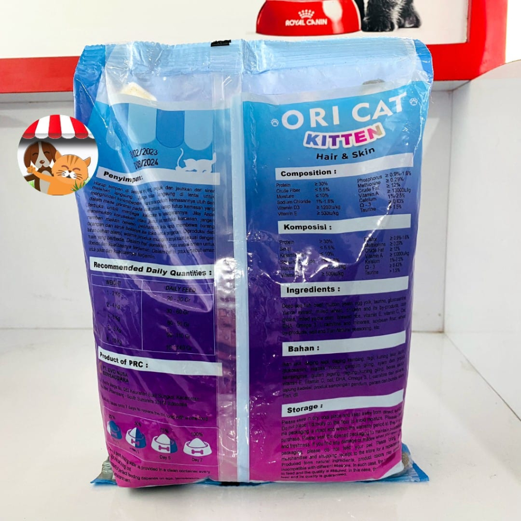 Ori Cat Kitten Hair and Skin 800gr - Makanan Anak Kucing Oricat